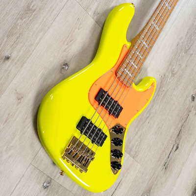 Fender MonoNeon Jazz Bass V 5-String Bass, Maple Fretboard, Neon