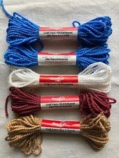 Lot 5 Skeins Needloft Plastic Canvas Yarn 10 Yds Each Royal White Burgundy Camel