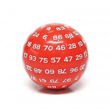 "Red" Single 100 Sided Polyhedral Dice D100  Solid Green Color 45mm White