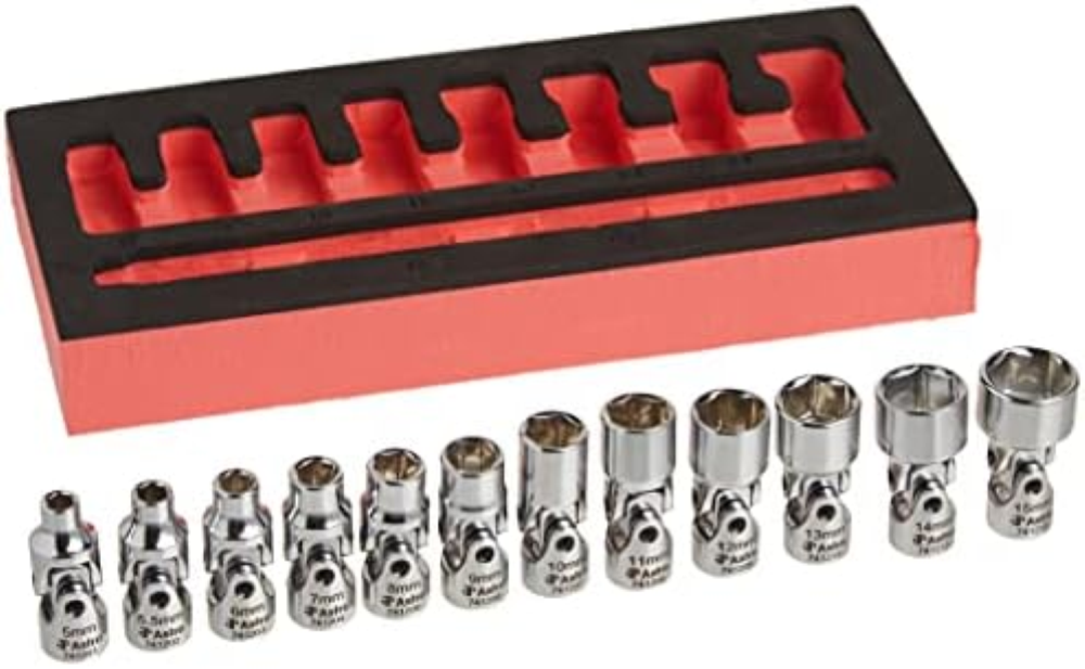 Astro Pneumatic Tool Set di chiavi a bussola flessibili da 1/4", 12 pezzi, 6 pun