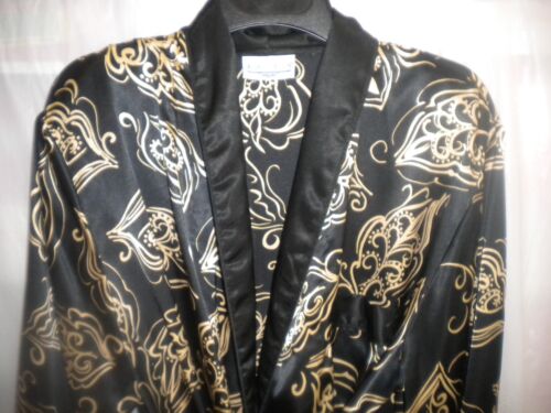 BETH MICHAELS SCHWARZ & GOLD MORGENMANTEL GRÖSSE MEDIUM PAISLEY-DRUCK WIE SATIN BOX02 - Bild 2 von 4