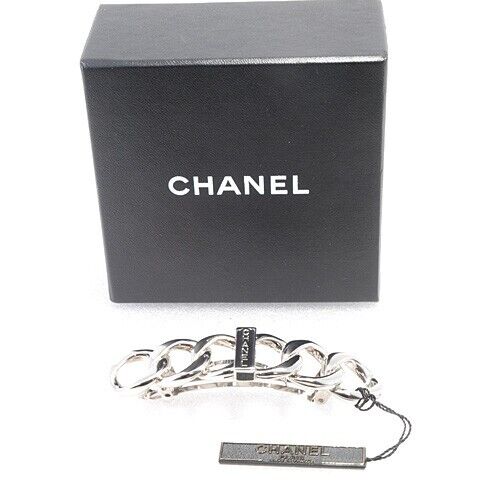CHANEL 98A Chain Logo Barrette Hair Clip Silver color authentic from JP