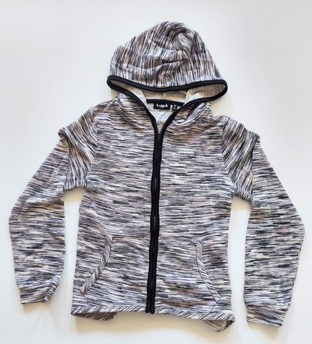 Kidpik Girls Black White Hooded Full Zip Hooded Sweatshirt Jacket Size 14