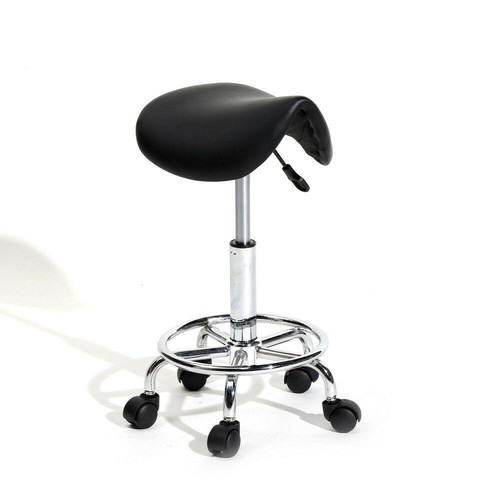 Adjustable Hydraulic Swivel Saddle Stool SPA Salon Massage Bar Chair Black New - Picture 8 of 13