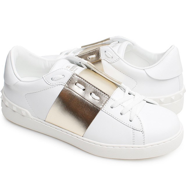 100% Authentic Valentino Hidden Open Rock Stud Sneakers Shoes White/Gold Italy 100% Authentic Valentino Hidden Open Rock Stud Sneakers Shoes White/Gold Italy