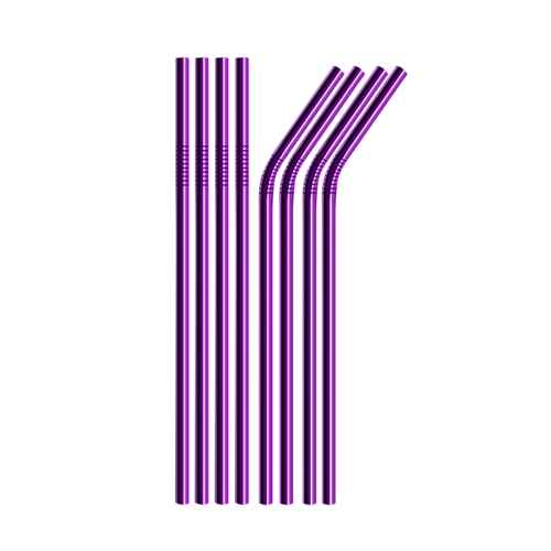 8x Stainless Steel Purple Reusable Extra Long 26cm Drinking Straw + Brush +Pouch - Picture 6 of 12