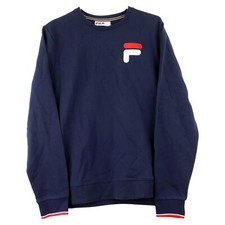 FILA Men's French Terry Crew Neck Pullover Sweatshirt, Large, Navy