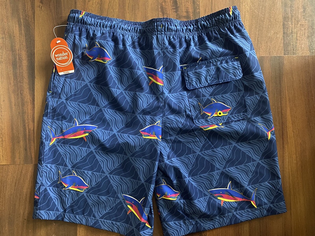 NEW WONDER NATION BOYS SWIM TRUNKS XL HUSKY 14 16 SHARKS eBay