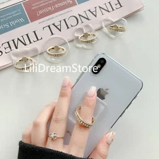 LiliDreamStore 360 Rotating Transparent Crystal Phone Stand Holder"Diamond" Ring