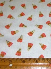1 yard of ORANGE and YELLOW CANDY CORN on IVORY 100 Cotton Fabric HALLOWEEN