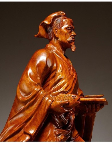 Figurine 2024 statue chinoise Lu Ban 8" Hua Li bois sculpté maître charpentier inventeur