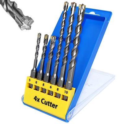 S&R Forets SDS-Plus pour Béton ARMÉ 4 Tallants 6 pcs  5 6 8 10. Forets à Béto...