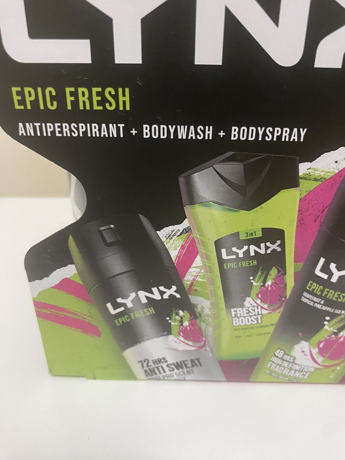 LYNX Epic Fresh Trio Deodorant Gift Set Body Wash Body Spray 