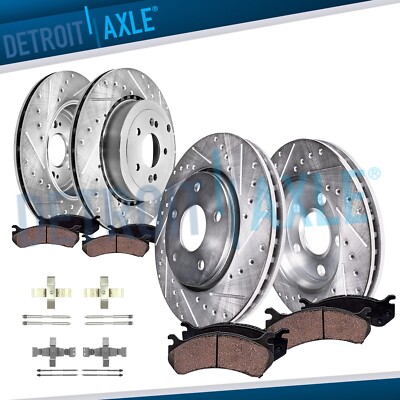 8pc Front Rear Drilled Rotors Brake Pads for 2018-2022 Kia Stinger Genesis G70