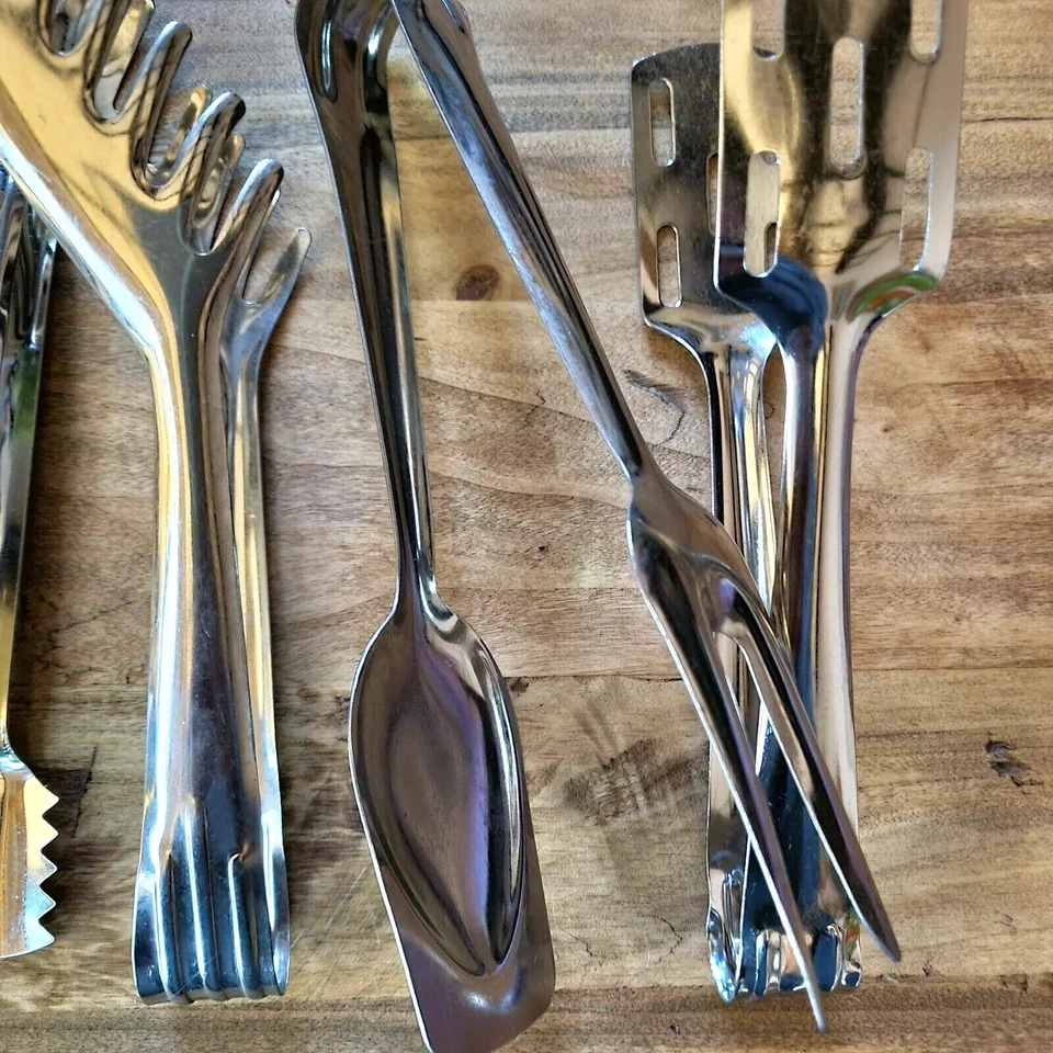 Set 5 Pinze da Cucina per Servire - Acciaio Inossidabile INOXRIV - Varie Misure - Immagine 3 di 4