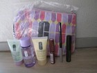 Clinique 8 Piece Travel Sizes Lavender & Purple Kit W/ Scrunchi, New, Mint!