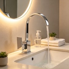 Elite Kitchen Sink Mixer Tap Chrome Waterfall Monobloc Swivel Single Lever