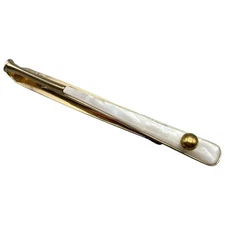 Vintage Swank MOP Baseball Bat Bar Style Gold Tone Tie Tack Clip