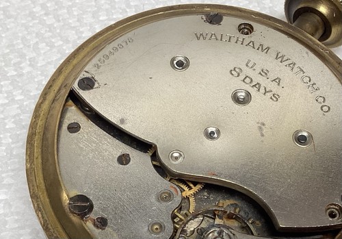 1926 Waltham 8 Day Automobile Clock Pocket Watch Sunburst Face - 第 7/7 張圖片