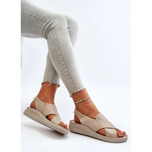 Zazoo 40392 Women's Leather Sandals, Beige - Picture 8 of 10