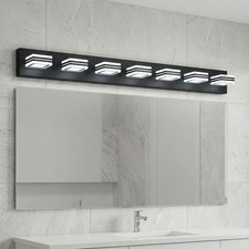 Modern 46'' LED Vanity Light 7 Lights Dimmable Black Bathroom Wall Fixture