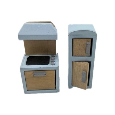 KidKraft Wooden Dollhouse Blue Kitchen Furniture Lot 2