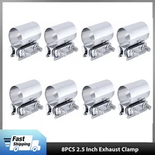 8PCS 2.5 Inch Butt Joint Band Exhaust Clamp Sleeve Coupler T304 Stainless Steel