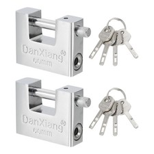 2Pcs 2.4" High Security Padlock Steel D-Shaped Heavy Duty Locks with 4 Keys