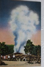 Yellowstone National Park Old Faithful Geyser Postcard Old Vintage Card View PC