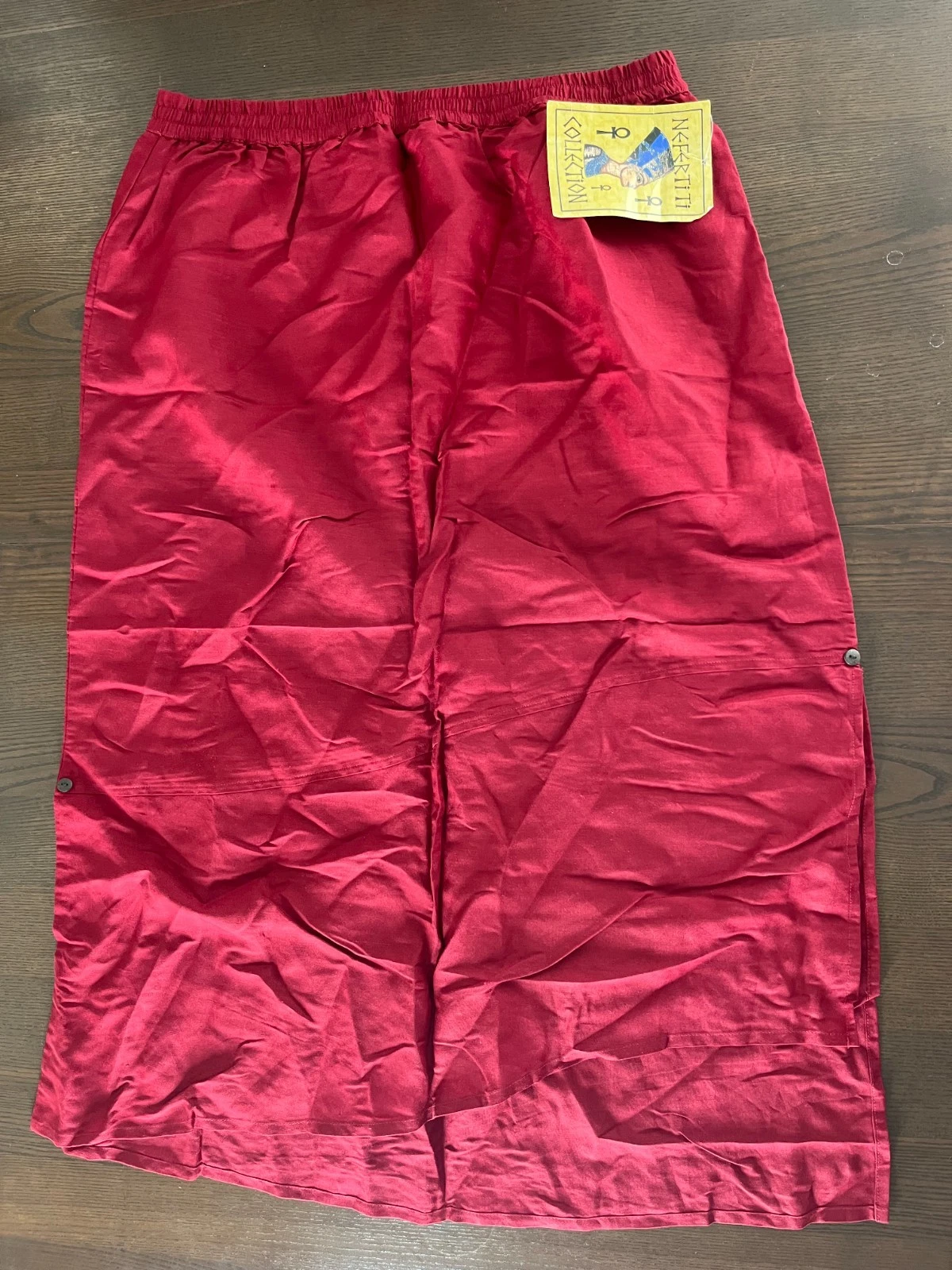 Nefertiti Collection Women's Burgundy Red Skirt Elastic Waist Linen Size 3X ST35