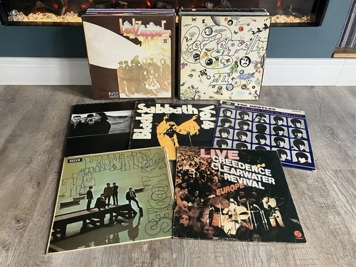 Job Lot Bundle Record Vinyl LPs x45 Prog Classic Hard Rock VG-NM Led Zep Beatles