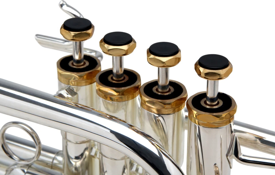 Trombino Piccolo a Bb Tromba in Ottone Argentato con Bocchino e Astuccio Borsa - Immagine 3 di 4