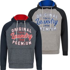 Mens Tokyo Laundry Hooded Over Head Hoodie Brushback Fleece  RaglanS-XXL