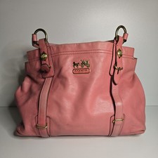 COACH Madison Pink Signature Logo Fabric Mia Shoulder Bag Purse 15409 Handbag