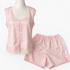Vintage 80s Inner Most Lingerie Set Large Pink Satin Cami Shorts Pajamas