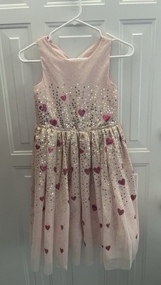 H&M Girls' Pink Tulle Dress with Sequins and Hearts Medium Brand New with Tags