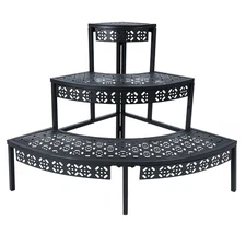3 Tier Plant Stand Semi-Circular Flower Pot Organizer Rack Quarter Round Plan...