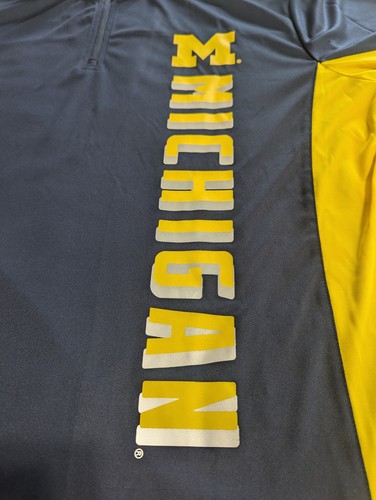 Colosseum University Of Michigan Shirt Mens Large Navy Blue Yellow 1/4 Zip Logo - Picture 2 of 14