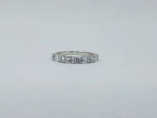 Diamonique Cubic Zirconia Emerald and Round Cut Band Ring, Sterling Silver