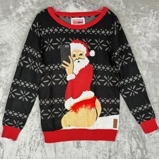 Tipsy Elves Mens Medium Naughty Santa Selfie Ugly Christmas Sweater Black Red M