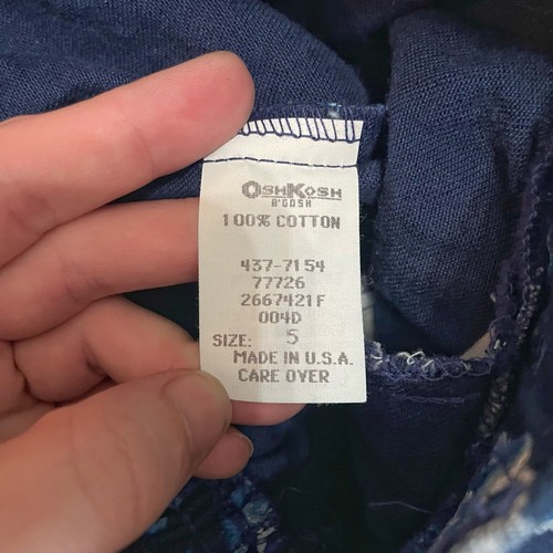 NEW Deadstock Vintage OshKosh B'Gosh Blue Floral Print Pants Indigo Dyed Size 5 - Picture 3 of 10