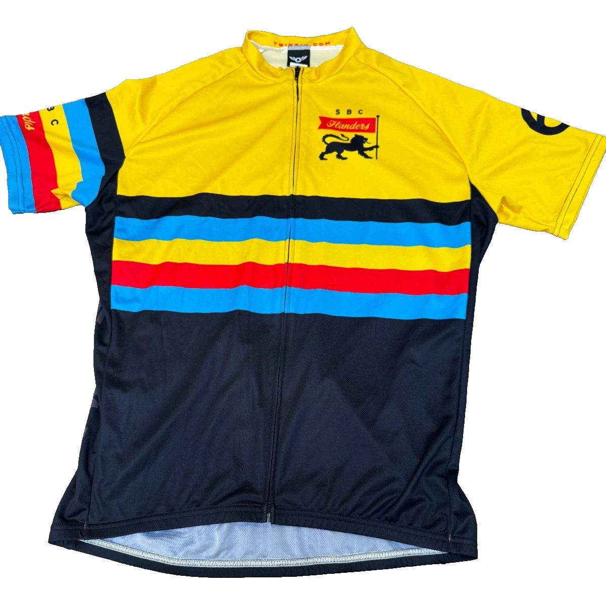 Maillot Cycliste Twin Six SPEEDSTER Homme Taille L - 3/4 Zip - Rouge, Blanc, Bleu - Polyester - Excellent état