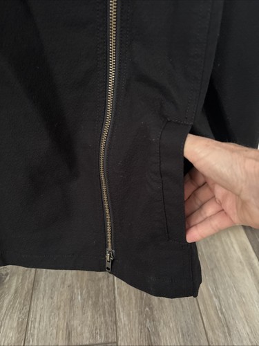 Eileen Fisher Women “L” Black Stretch Moto Asymmetric Zip Jacket Minimalist - Picture 5 of 14