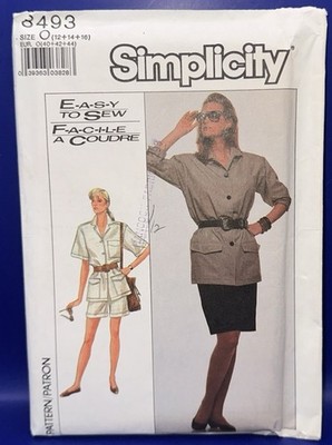 Simplicity 8493 Sewing Pattern Women Size 12-14-16 Skirt Shorts Shirt Vtg Uncut