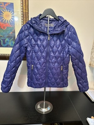MICHAEL KORS Women's Packable Down Fill Puffer Jacket Size Small Zip Pockets.