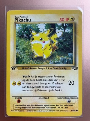 Pikachu 1. Edition 60/64 Dschungel Niederländisch Pokemon TCG Karte