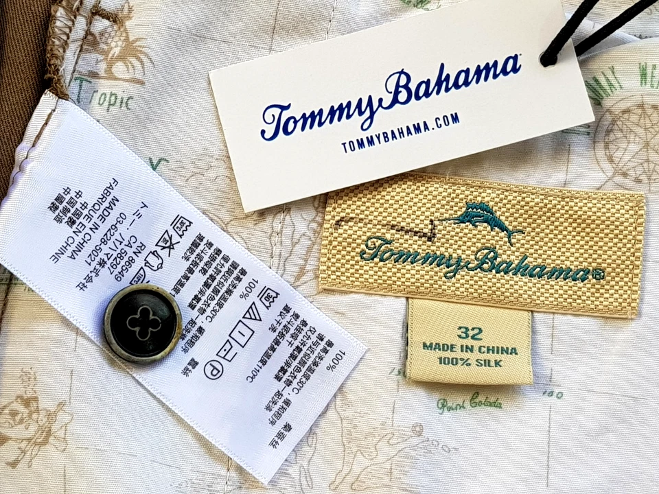 TOMMY BAHAMA Mens 100% SILK Beige EVENING DRESS SHORTS Pleated - Waist 32" -£119 — 第 3/4 张图片