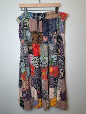VTG HER Style Boutique floral hippie patch boho maxi challis Skirt With Bells