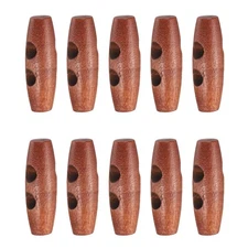 10pcs Wooden Toggle Buttons 30mm 2-Hole Wood Olive Sewing Button, Maroon
