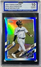 Jazz Chisholm 2021 Topps Chrome Blue Refractor Rookie 75/150 ISA 10 Gem Mint